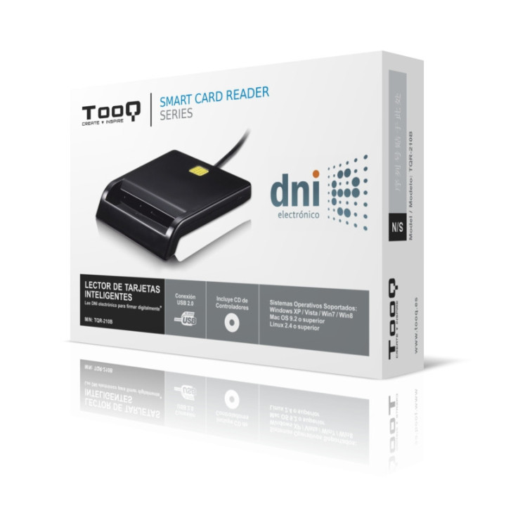 TooQ TQR-210B leitor de smart card Interior USB 2.0 Preto