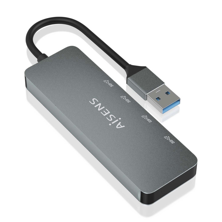 AISENS A106-0696 hub de interface USB 3.2 Gen 2 (3.1 Gen 2) Type-A 10000 Mbit s Cinzento