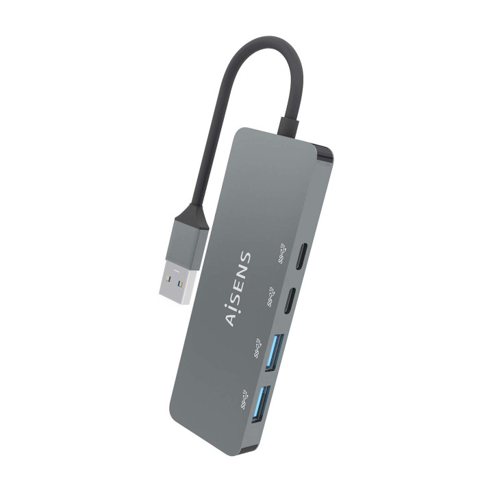 AISENS A106-0696 hub de interface USB 3.2 Gen 2 (3.1 Gen 2) Type-A 10000 Mbit s Cinzento