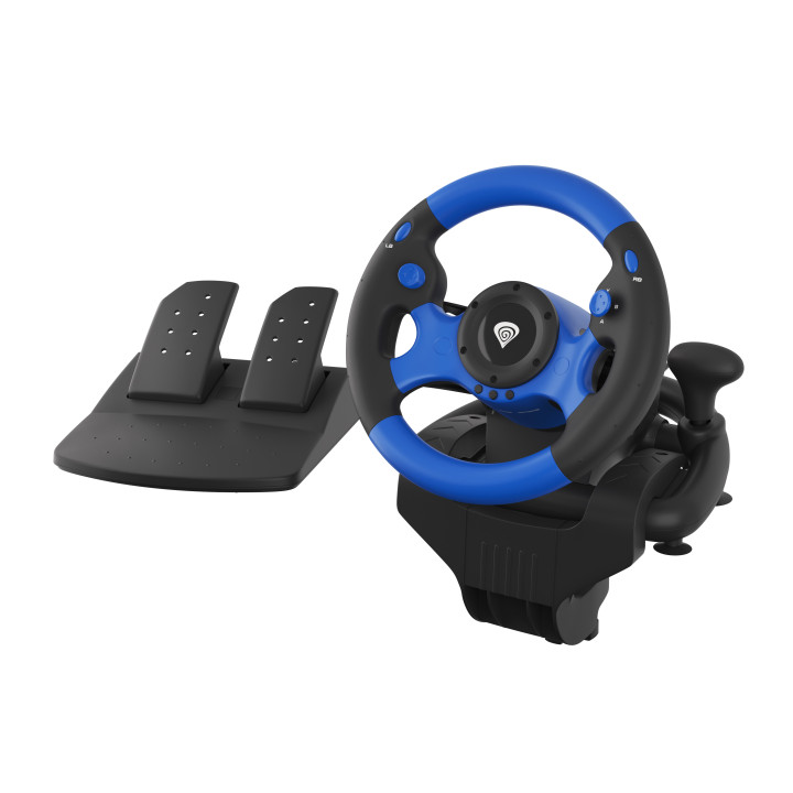 GENESIS SEABORG 350 Preto, Azul USB Volante + Pedais Nintendo Switch, PC, PlayStation 4, Playstation 3, Xbox 360, Xbox One