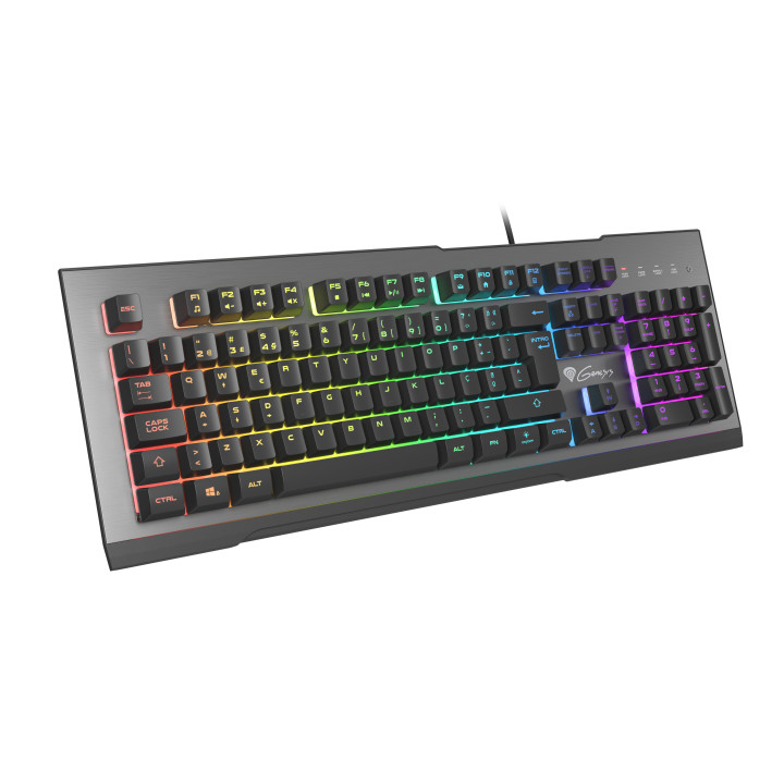 GENESIS Rhod 500 RGB teclado USB QWERTY Português Preto, Prateado
