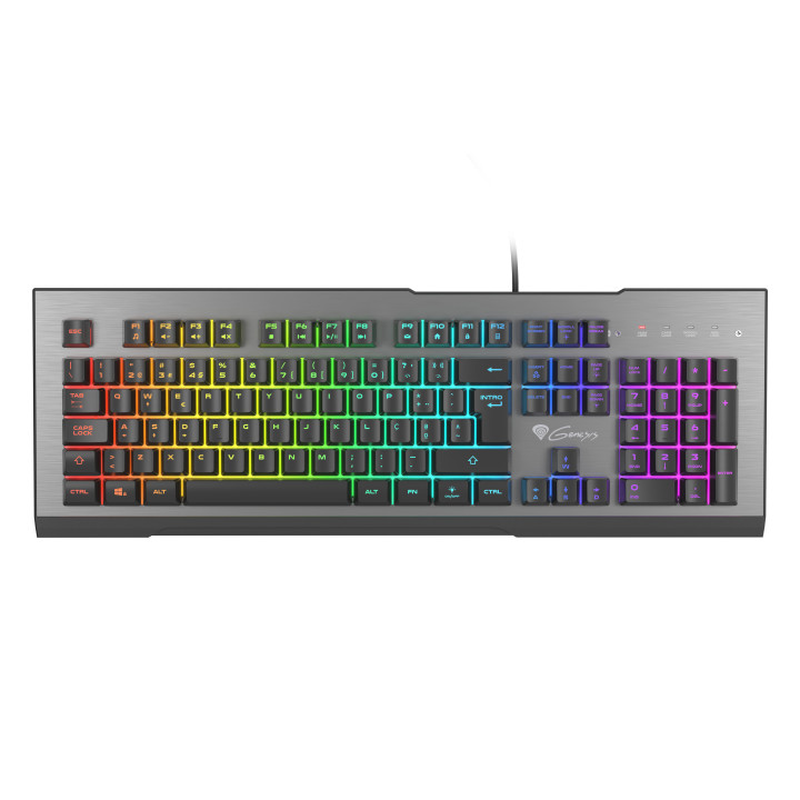 GENESIS Rhod 500 RGB teclado USB QWERTY Português Preto, Prateado