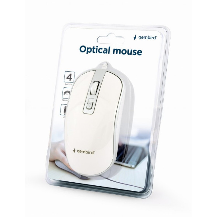 Gembird MUS-4B-06-WS rato Ambidestro USB Type-A Ótico 1200 DPI