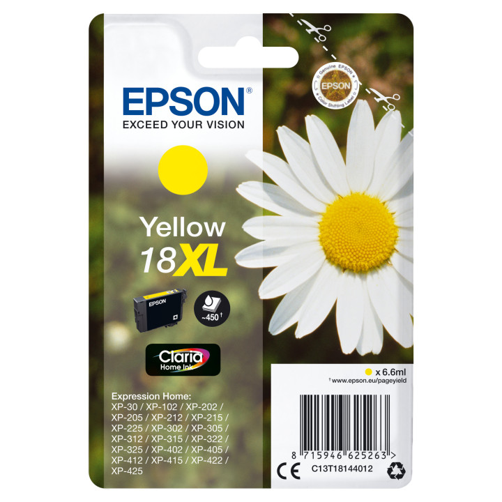 Epson Daisy C13T18144012 tinteiro 1 unidade(s) Original Rendimento alto (XL) Amarelo