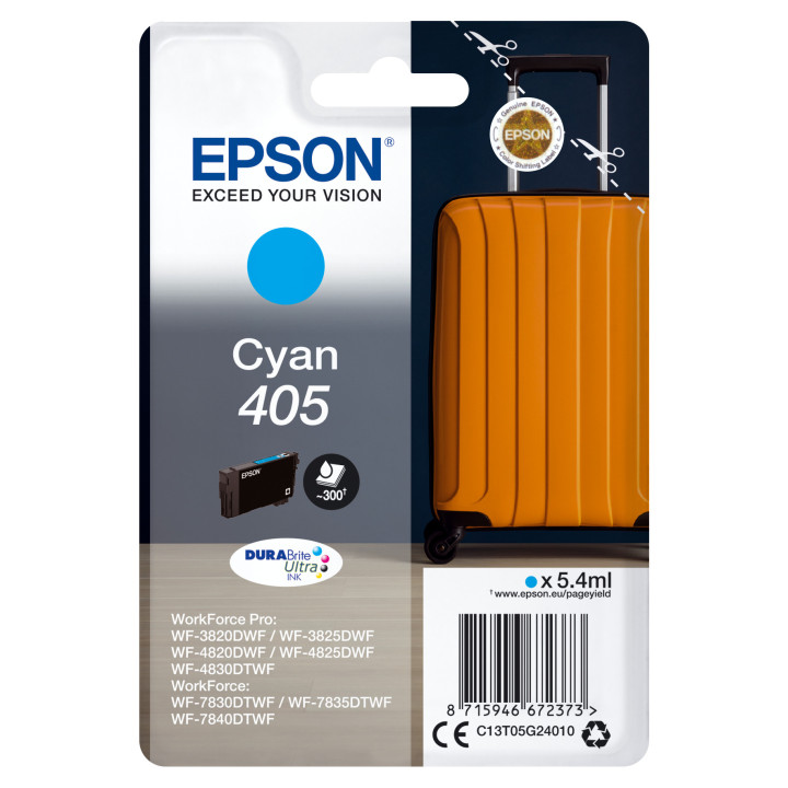 Epson Cyan 405 DURABrite Ultra Ink tinteiro 1 unidade(s) Compatível Rendimento padrão Ciano