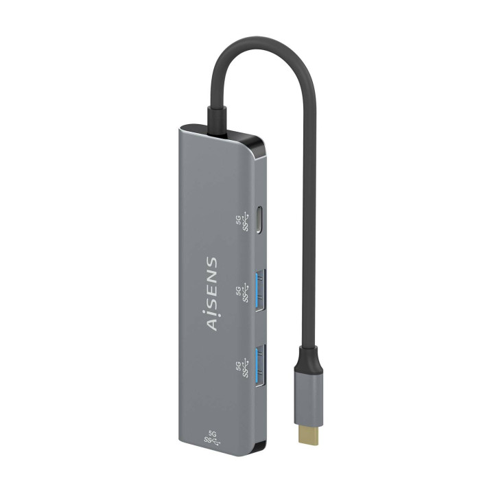 AISENS A109-0762 hub de interface USB 3.2 Gen 1 (3.1 Gen 1) Type-C 5000 Mbit s Cinzento