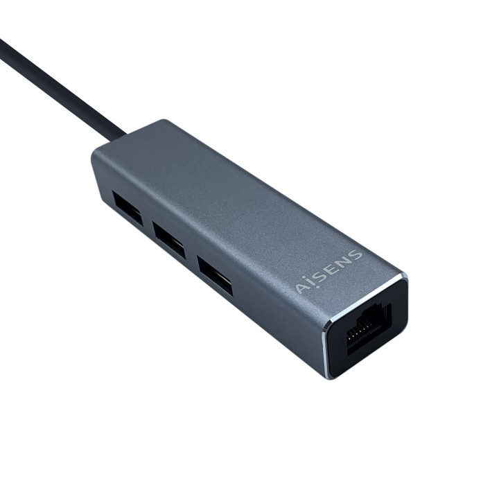 AISENS A106-0401 hub de interface USB 3.2 Gen 1 (3.1 Gen 1) Type-A Cinzento
