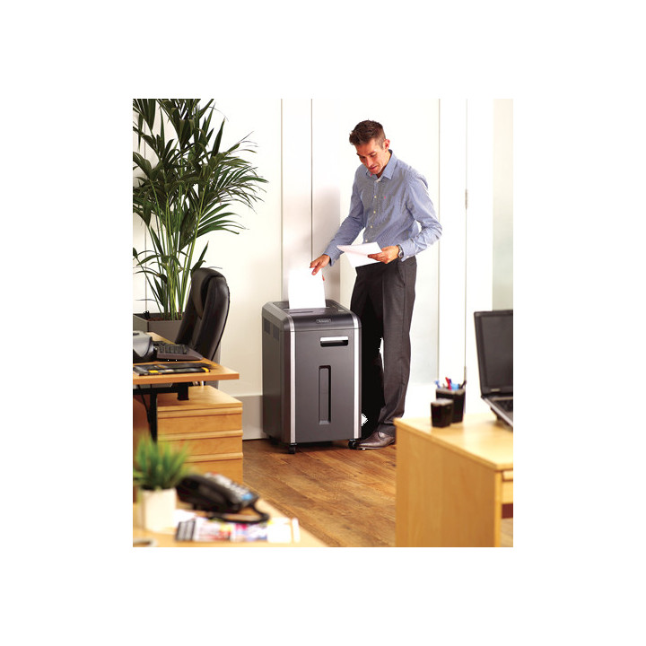 Fellowes 225Ci destruidora de papel Trituração transversal 24 cm Preto, Prateado