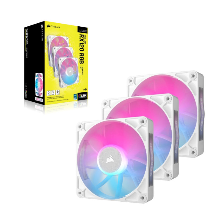 Corsair iCUE LINK RX120 RGB Caixa de computador Ventoinha 12 cm Branco 3 unidade(s)