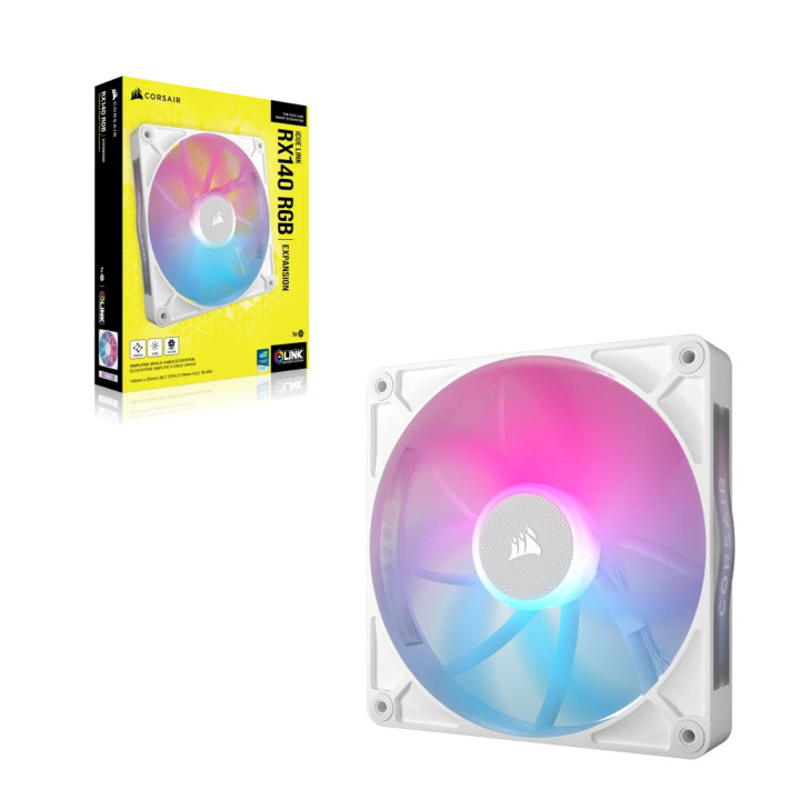 Corsair iCUE LINK RX140 RGB Caixa de computador Ventoinha 14 cm Branco 1 unidade(s)