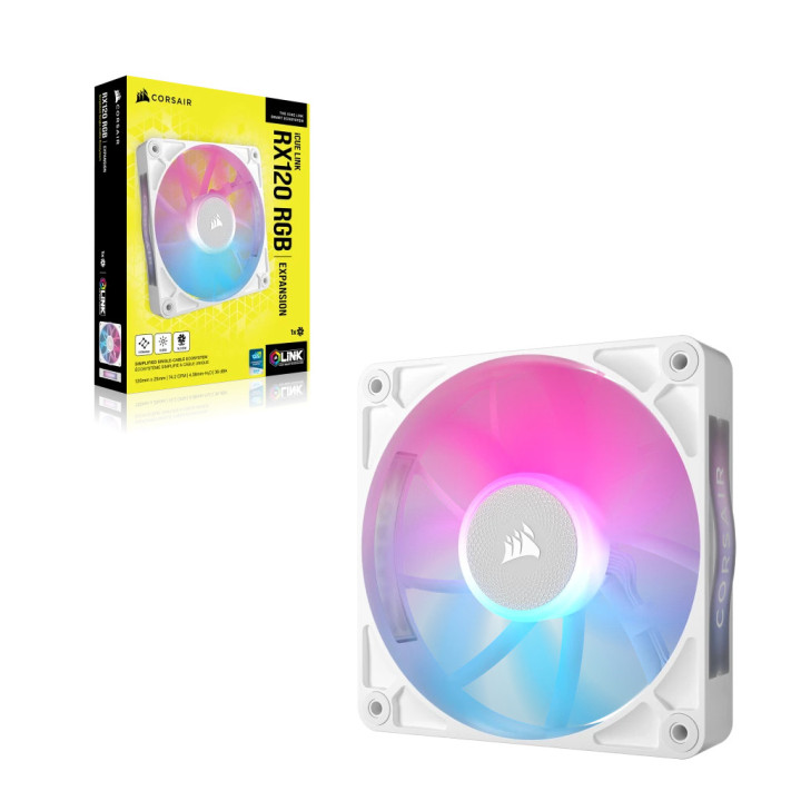 Corsair iCUE LINK RX120 RGB Caixa de computador Ventoinha 12 cm Branco 1 unidade(s)