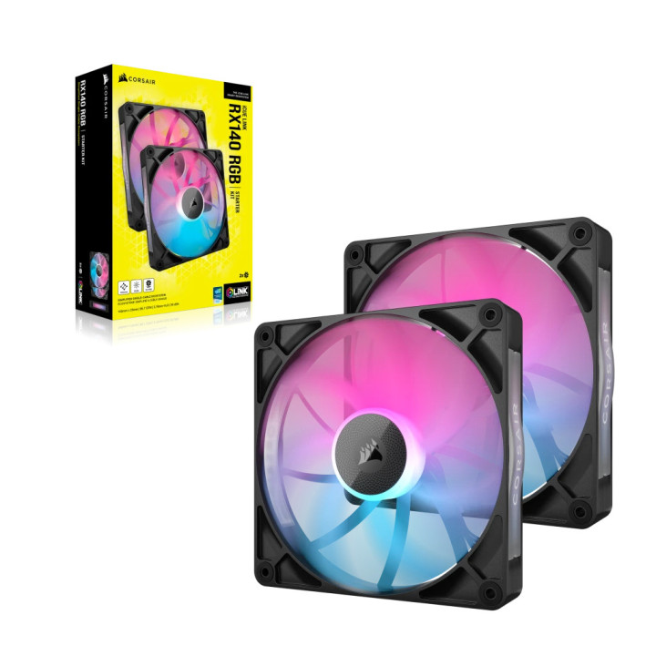 Corsair iCUE LINK RX140 RGB Caixa de computador Ventoinha 14 cm Preto 2 unidade(s)