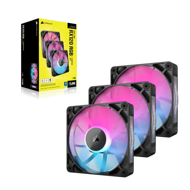 Corsair iCUE LINK RX120 RGB Caixa de computador Ventoinha 12 cm Preto 3 unidade(s)