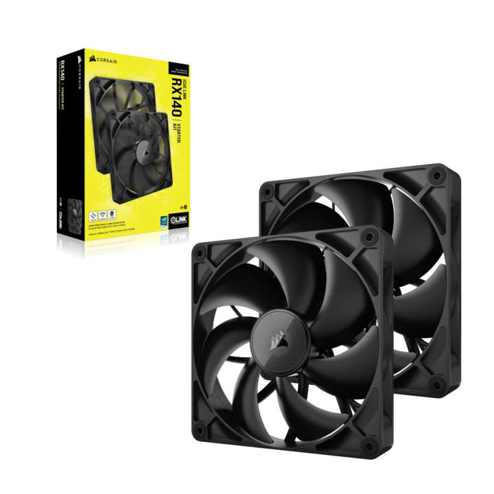 Corsair iCUE LINK RX140 Caixa de computador Ventoinha 14 cm Preto 2 unidade(s)
