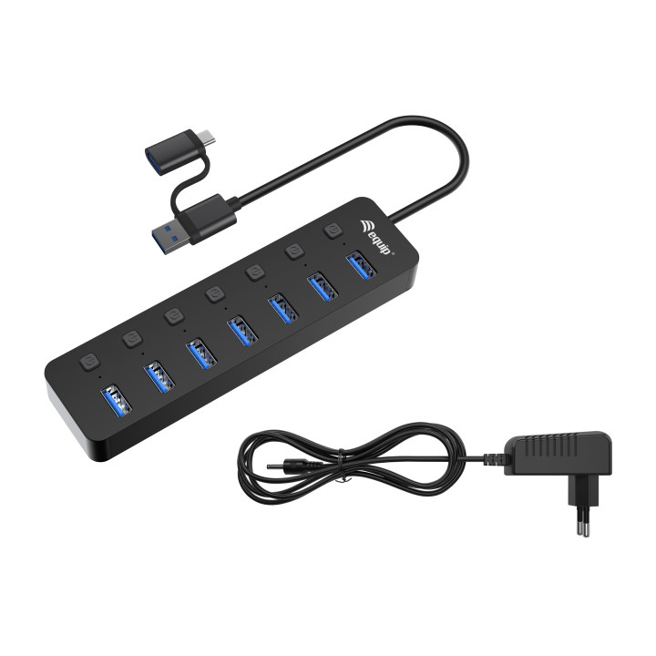 Equip 128965 hub de interface USB 3.2 Gen 1 (3.1 Gen 1) Type-A 5000 Mbit s Preto