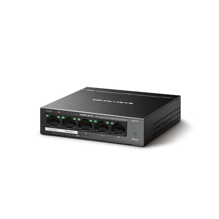 Mercusys MS105GP switch de rede Gigabit Ethernet (10 100 1000) Power over Ethernet (PoE) Preto
