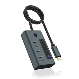 ICY BOX IB-HUB1454-C31 USB 3.2 Gen 1 (3.1 Gen 1) Type-C 10000 Mbit s Azul, Cinzento