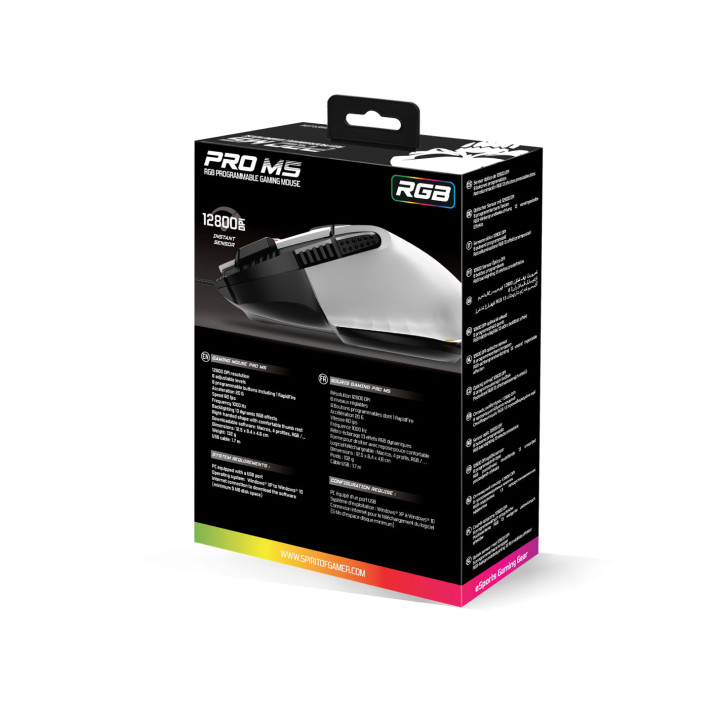 Spirit of Gamer PRO-M5 ARTIC rato Mão direita USB Type-A Ótico 12800 DPI
