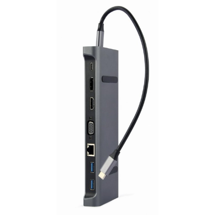Gembird A-CM-COMBO9-02 base & duplicador de portas Com fios USB 3.2 Gen 1 (3.1 Gen 1) Type-C Cinzento