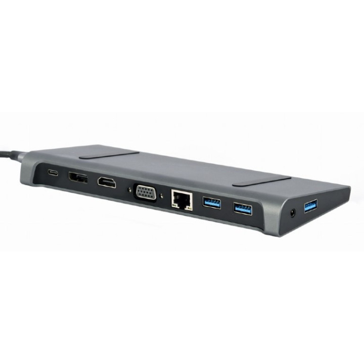 Gembird A-CM-COMBO9-02 base & duplicador de portas Com fios USB 3.2 Gen 1 (3.1 Gen 1) Type-C Cinzento