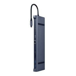 Gembird A-CM-COMBO10-01 base & duplicador de portas Com fios USB 3.2 Gen 1 (3.1 Gen 1) Type-C Cinzento