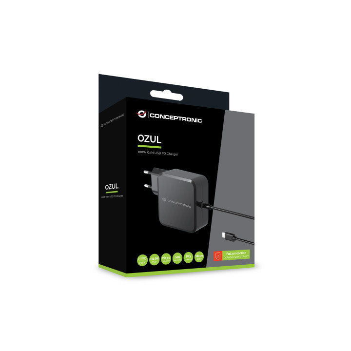 Conceptronic OZUL05BE carregador de dispositivos móveis Universal Preto AC Interior