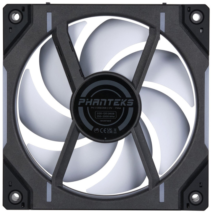 Ventoinha Phanteks D30 PWM reverse Airflow D-RGB Preto Pack 3 - 120mm