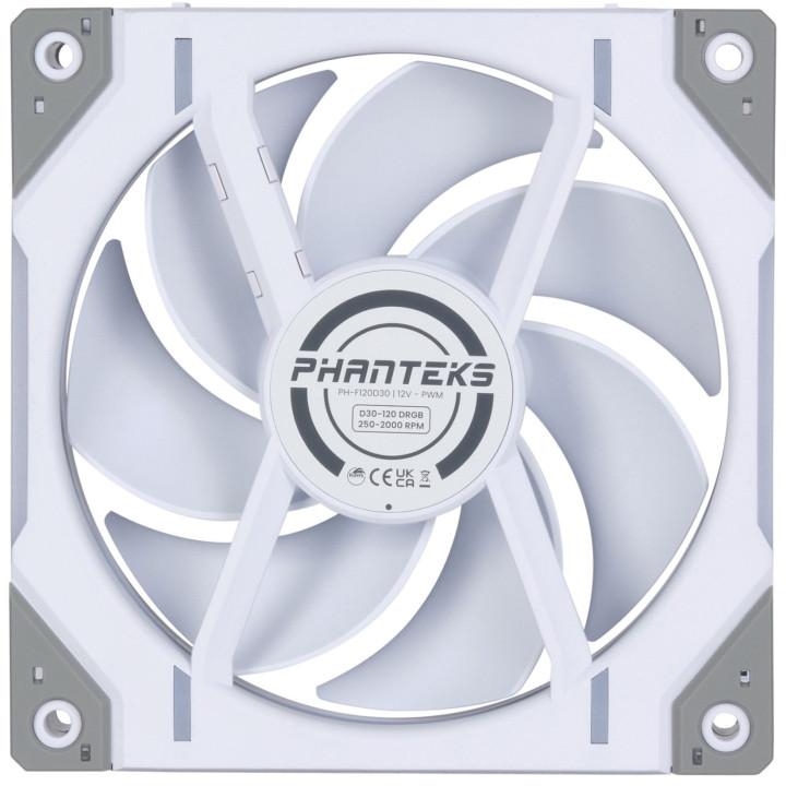 Ventoinha Phanteks D30 PWM D-RGB Branco Pack 3 - 120mm