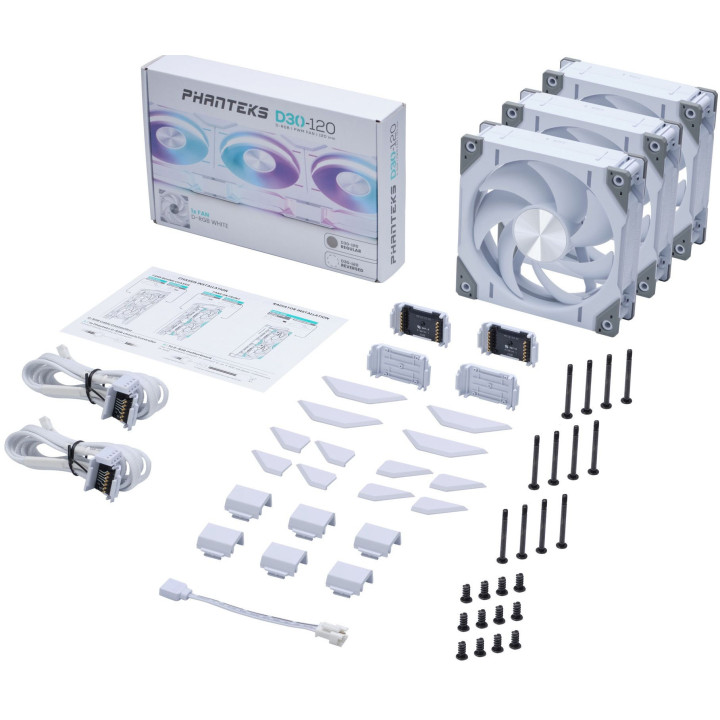 Ventoinha Phanteks D30 PWM D-RGB Branco Pack 3 - 120mm