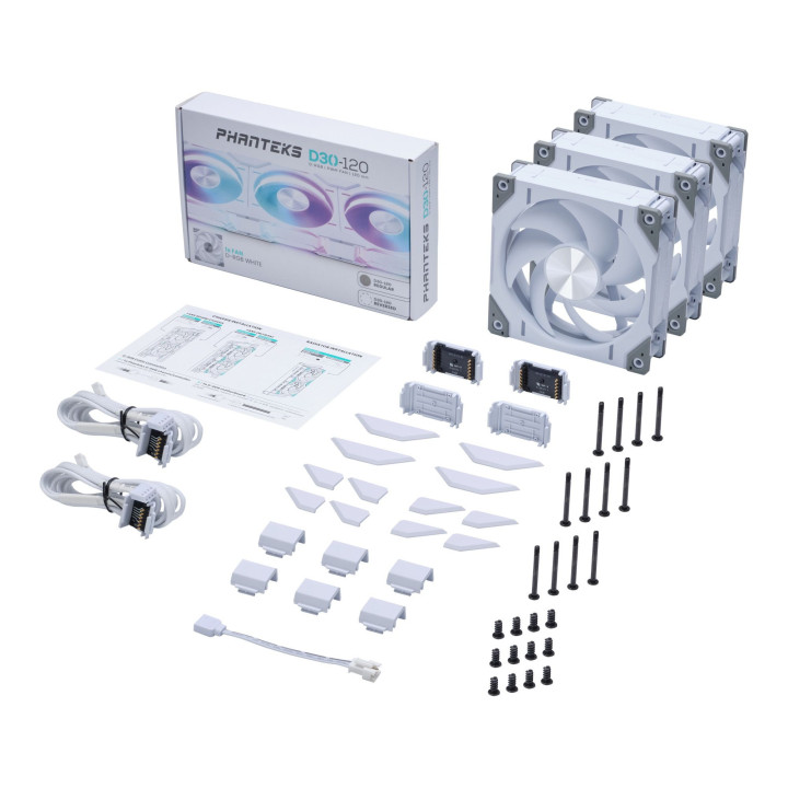 Ventoinha Phanteks D30 PWM D-RGB Branco Pack 3 - 120mm
