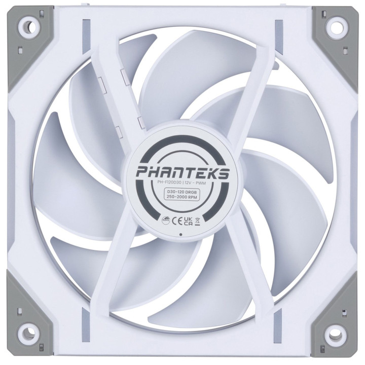 Ventoinha Phanteks D30 PWM D-RGB Branco - 120mm