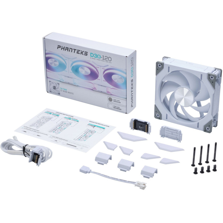 Ventoinha Phanteks D30 PWM D-RGB Branco - 120mm