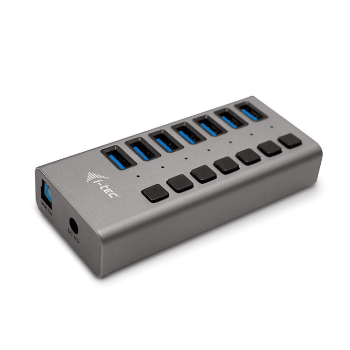 i-tec U3CHARGEHUB7 carregador de dispositivos móveis Universal Cinzento AC Carregamento rápido Interior