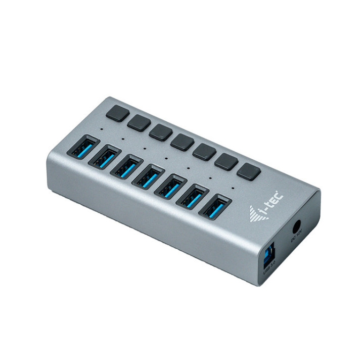 i-tec U3CHARGEHUB7 carregador de dispositivos móveis Universal Cinzento AC Carregamento rápido Interior