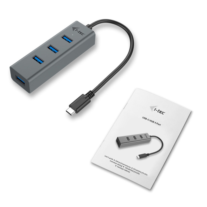 i-tec Metal C31HUBMETAL403 hub de interface USB 3.2 Gen 1 (3.1 Gen 1) Type-C 5000 Mbit s Cinzento