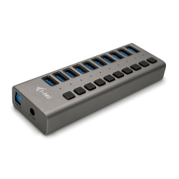 i-tec U3CHARGEHUB10 carregador de dispositivos móveis Universal Cinzento AC Carregamento rápido Interior