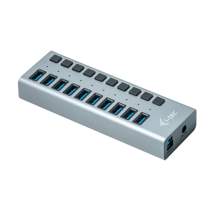 i-tec U3CHARGEHUB10 carregador de dispositivos móveis Universal Cinzento AC Carregamento rápido Interior