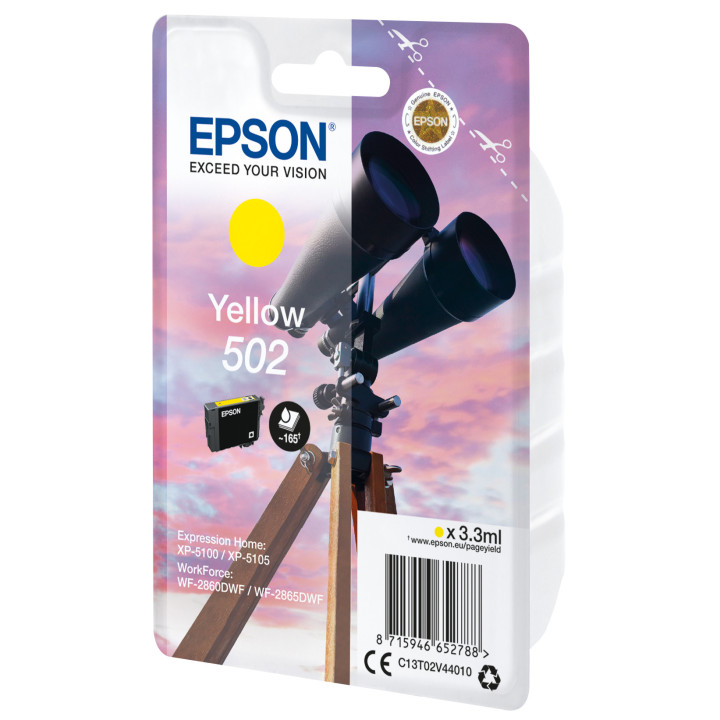 Epson 502 tinteiro 1 unidade(s) Original Rendimento padrão Amarelo