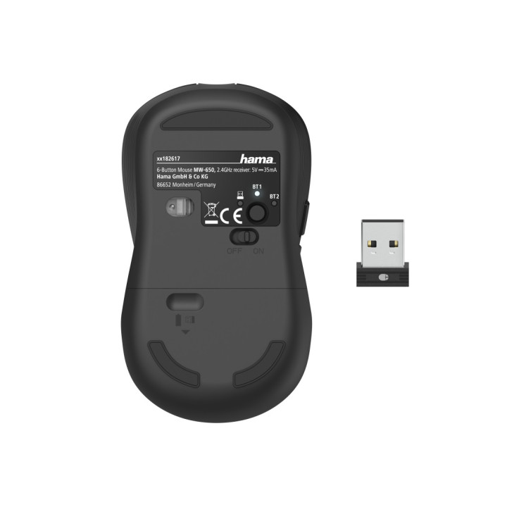 Hama MW-650 rato Mão direita Bluetooth + USB Type-A Ótico 2400 DPI