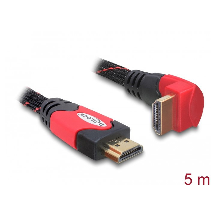 Delock Cable High Speed HDMI with Ethernet – HDMI A male p/ HDMI A male angled 4K 5m