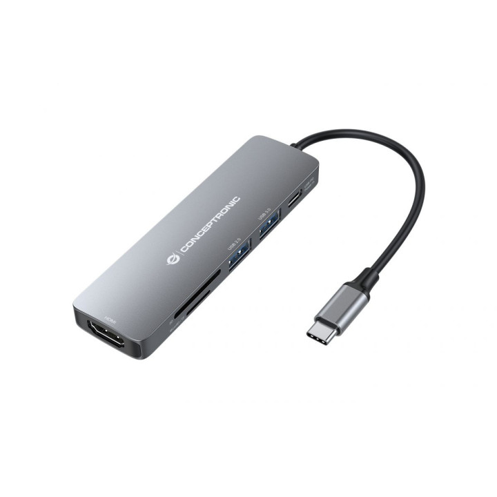 Conceptronic DONN11G base & duplicador de portas Com fios USB 3.2 Gen 1 (3.1 Gen 1) Type-C Cinzento