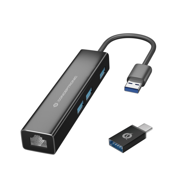 Conceptronic DONN07BA base & duplicador de portas USB 3.2 Gen 1 (3.1 Gen 1) Type-A Preto
