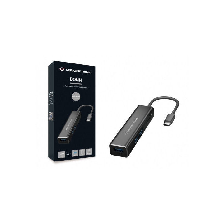 Conceptronic DONN08B base & duplicador de portas USB 3.2 Gen 1 (3.1 Gen 1) Type-C Preto