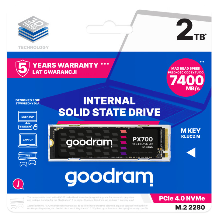 Goodram PX700 SSD SSDPR-PX700-02T-80 disco SSD M.2 2,05 TB PCI Express 4.0 3D NAND NVMe
