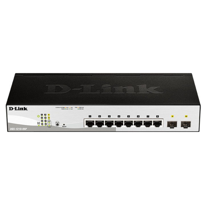 D-Link DGS-1210-08P Gerido L2 Gigabit Ethernet (10 100 1000) Power over Ethernet (PoE) Preto