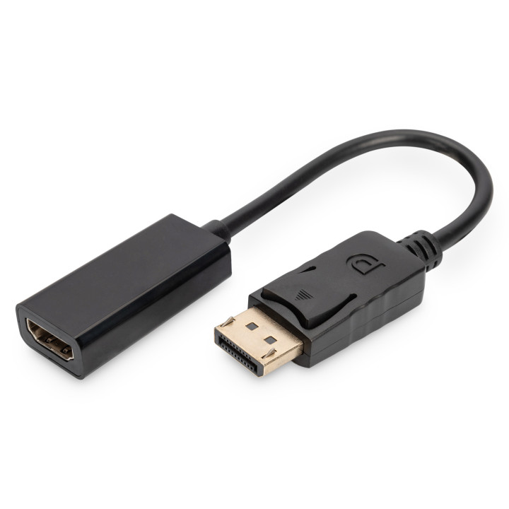 Digitus AK-340400-001-S adaptador de cabo de vídeo 0,15 m DisplayPort HDMI Preto