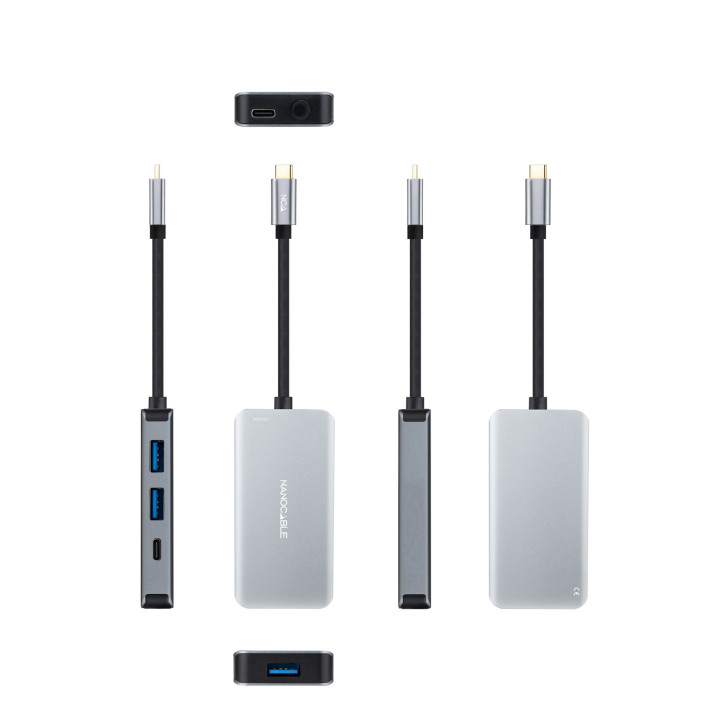 Nanocable 10.16.1005 hub de interface USB 3.2 Gen 1 (3.1 Gen 1) Type-C 5000 Mbit s Cinzento