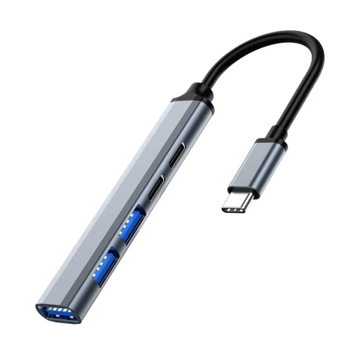 Ewent EW1149 hub de interface USB 3.2 Gen 1 (3.1 Gen 1) Type-C 5000 Mbit s Cinzento, Prateado