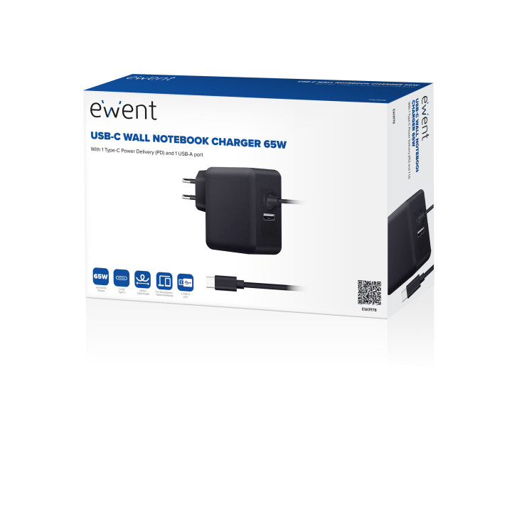 Ewent EW3978 carregador de dispositivos móveis Computador portátil Preto AC Carregamento rápido Interior