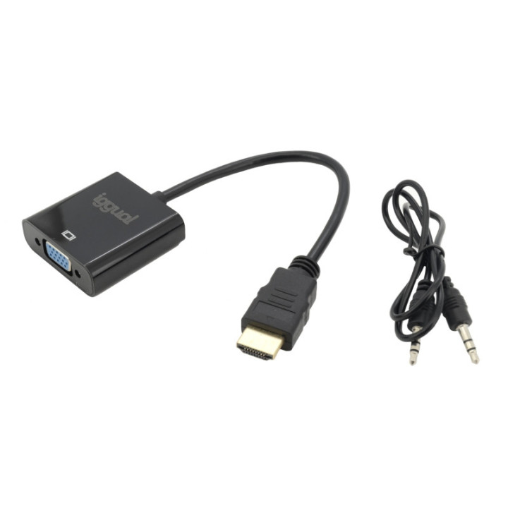 iggual IGG317303 adaptador de cabo de vídeo 0,2 m HDMI Type A (Standard) VGA (D-Sub) Preto